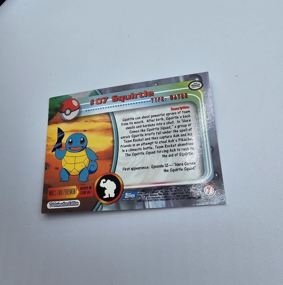 Pokemon 1999 TOPPS Squirtle #07 Blue Logo TV Animation Edition Card - Picture 3 of 4